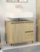 vidaXL Шкаф за мивка за баня сонома дъб 65x33x60 см инженерно дърво
