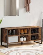 vidaXL Шкаф за обувки 100 x 35 x 44 см Инженерна дървесина Димящ дъб