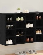 vidaXL Шкаф за обувки 103 x 30 x 67 см Инженерна дървесина Черен дъб