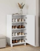 vidaXL Шкаф за обувки 48 x 38 x 875 см Инженерно дърво Бяло