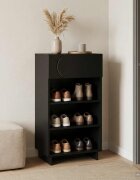 vidaXL Шкаф за обувки 48 x 38 x 875 см Инженерно дърво Черно