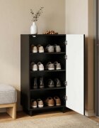 vidaXL Шкаф за обувки 48 x 38 x 875 см Инженерно дърво Черно