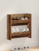 vidaXL Шкаф за обувки 60 x 18 x 60 см Инженерна дървесина Старо дърво