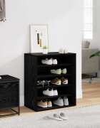 vidaXL Шкаф за обувки 60 x 35 x 70 cm Инженерна дървесина Черен дъб