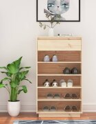 vidaXL Шкаф за обувки 60x34x105 см бор масив