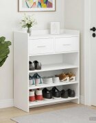 vidaXL Шкаф за обувки 735 x 36 x 92 см Инженерна дървесина Бяло
