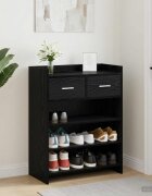 vidaXL Шкаф за обувки 735 x 36 x 92 см Инженерна дървесина Черен дъб