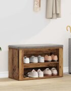 vidaXL Шкаф за обувки 75 x 35 x 45 см Инженерна дървесина Старо дърво