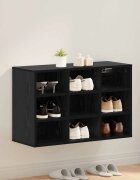 vidaXL Шкаф за обувки 775 x 30 x 51 см Инженерна дървесина Черен дъб
