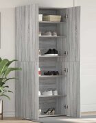 vidaXL Шкаф за обувки 80 x 35.5 x 180 см Инженерна дървесина Сив