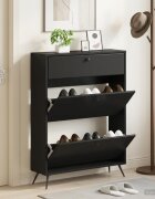 vidaXL Шкаф за обувки BREDA 78 x 24 x 103 см Инженерна дървесина Черно