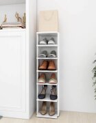 vidaXL Шкаф за обувки бял 275x27x102 см инженерно дърво