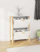 vidaXL Шкаф за обувки бял 575x33x80 см инженерно дърво