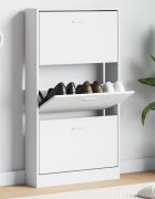 vidaXL Шкаф за обувки бял 59x17x108 см инженерно дърво