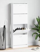vidaXL Шкаф за обувки бял 59x17x150 см инженерно дърво