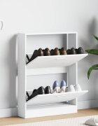 vidaXL Шкаф за обувки бял 59x17x81 см инженерно дърво