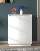 vidaXL Шкаф за обувки бял 60x35x80 см бор масив