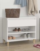 vidaXL Шкаф за обувки бял 70x36x60 см инженерно дърво