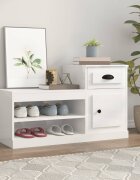 vidaXL Шкаф за обувки бял гланц 100x42x60 см инженерно дърво