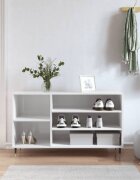 vidaXL Шкаф за обувки бял гланц 102x36x60 см инженерно дърво