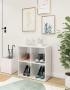 vidaXL Шкаф за обувки бял гланц 105x355x70 см инженерно дърво