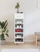 vidaXL Шкаф за обувки бял гланц 30x35x105 см инженерно дърво