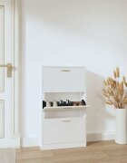 vidaXL Шкаф за обувки бял гланц 59x17x108 см инженерно дърво
