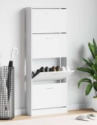 vidaXL Шкаф за обувки бял гланц 59x17x150 см инженерно дърво