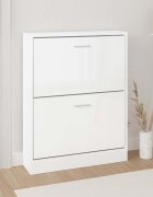 vidaXL Шкаф за обувки бял гланц 59x17x81 см инженерно дърво