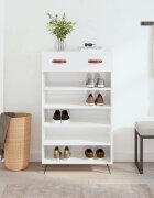 vidaXL Шкаф за обувки бял гланц 60x35x105 см инженерно дърво