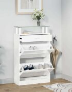 vidaXL Шкаф за обувки бял гланц 63x24x104 см инженерно дърво