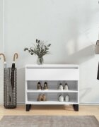 vidaXL Шкаф за обувки бял гланц 70x36x60 см инженерно дърво