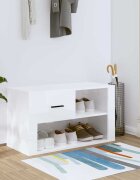vidaXL Шкаф за обувки бял гланц 80x35x45 см инженерно дърво