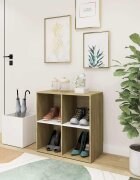 vidaXL Шкаф за обувки бял и дъб сонома 105x355x70 см инженерно дърво