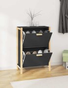 vidaXL Шкаф за обувки черен 575x33x80 см инженерно дърво