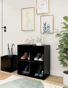 vidaXL Шкаф за обувки черен гланц 105x355x70 см инженерно дърво