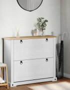 vidaXL Шкаф за обувки Corona Бяло 99 x 32 x 85 см Солидно борово дърво