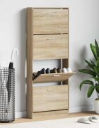 vidaXL Шкаф за обувки дъб 59x17x150 см инженерно дърво