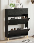 vidaXL Шкаф за обувки DELFT 78 x 24 x 103 см Инженерна дървесина Черно