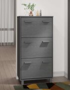 vidaXL Шкаф за обувки HAMAR тъмносив 595x35x117 см бор масив