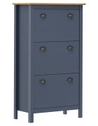 vidaXL Шкаф за обувки Hill сив 72x35x124 см борово дърво масив