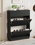 vidaXL Шкаф за обувки HOORN 78 x 24 x 100 см Инженерна дървесина Черно