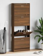 vidaXL Шкаф за обувки кафяв дъб 59x17x150 см инженерно дърво