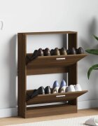 vidaXL Шкаф за обувки кафяв дъб 59x17x81 см инженерно дърво