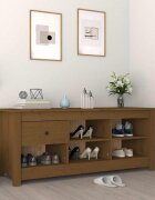 vidaXL Шкаф за обувки меденокафяв 110x38x455 см борово дърво масив
