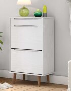 vidaXL Шкаф за обувки MOLDE бял 595x35x103 см бор масив
