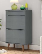 vidaXL Шкаф за обувки MOLDE сив 595x35x103 см бор масив