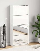 vidaXL Шкаф за обувки на 4 нива с огледала бял 63x17x134 cм