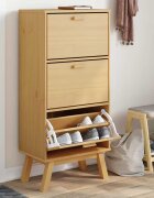 vidaXL Шкаф за обувки OLDEN кафяв 55x35x120 см бор масив