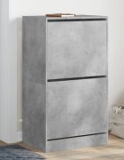 vidaXL Шкаф за обувки с 2 флип чекмеджета бетонно сив 60x42x108 см